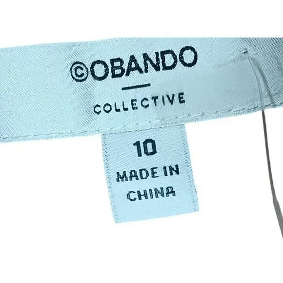 Obando Collective Beige Wrap Neck Top SZ 10 - Picture 9 of 12